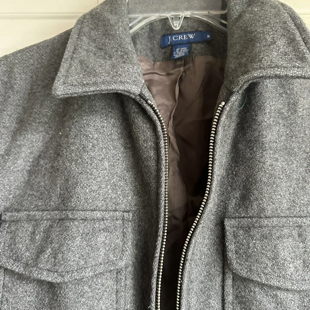 J Crew Jacket Womens Medium Gray Wool Lined Coat YKK Zip Vintage‎ Pockets - Picture 4 of 9